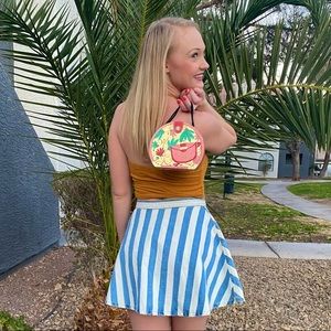 American Apparel Striped Jean Circle Skirt